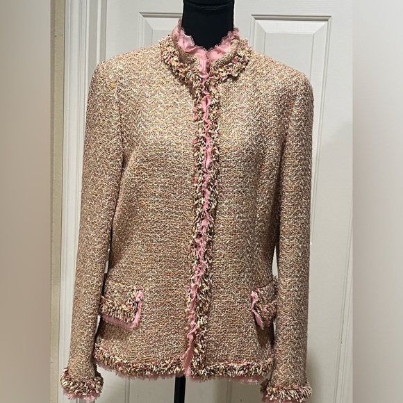 DANA BUCHMAN BOUCLE TWEED
BLAZER JACKET, OFFICE SIREN, PINK/ TAUPE SIZE 10 - Picture 1 of 13